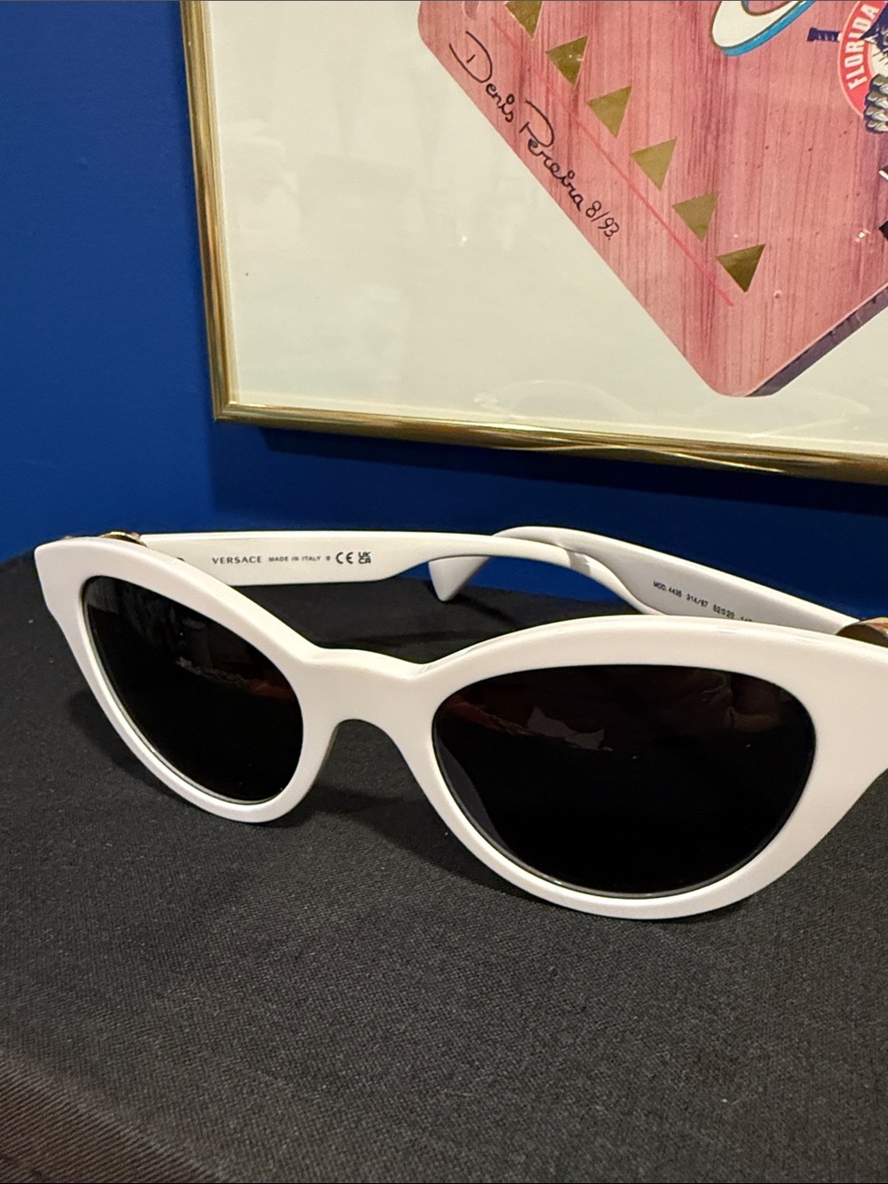Versace White Cat-Eye Sunglasses with Black Lenses